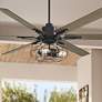 1_72" Casa Vieja Expedition Black Cage LED Large Ceiling Fan with Remote