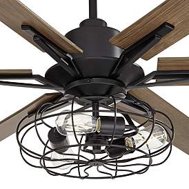 Image3 of 72" Casa Vieja Expedition Black Cage LED Large Ceiling Fan with Remote more views