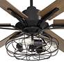 72" Casa Vieja Expedition Black Cage LED Large Ceiling Fan with Remote