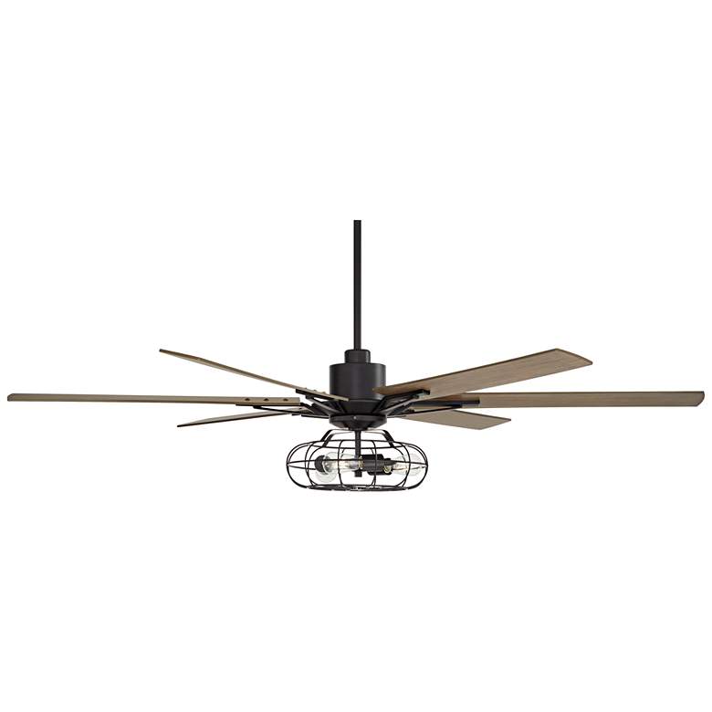 Image 6 72" Casa Vieja Expedition Black Cage LED Large Ceiling Fan with Remote more views