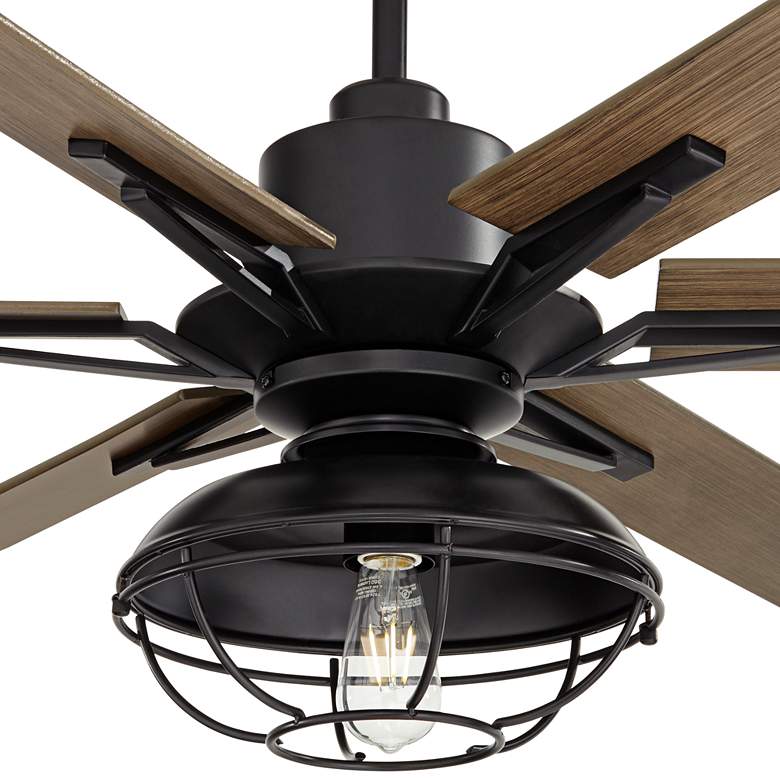 Image 3 72" Casa Vieja Expedition Black Cage LED Large Damp Fan with Remote more views