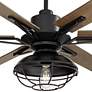 72" Casa Vieja Expedition Black Cage LED Large Damp Fan with Remote