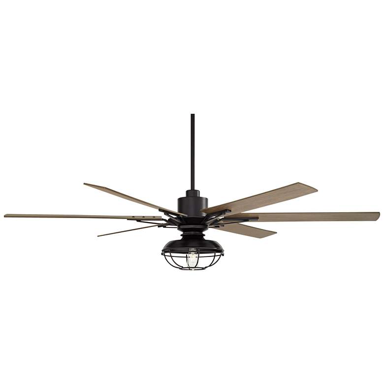 Image 6 72" Casa Vieja Expedition Black Cage LED Large Damp Fan with Remote more views