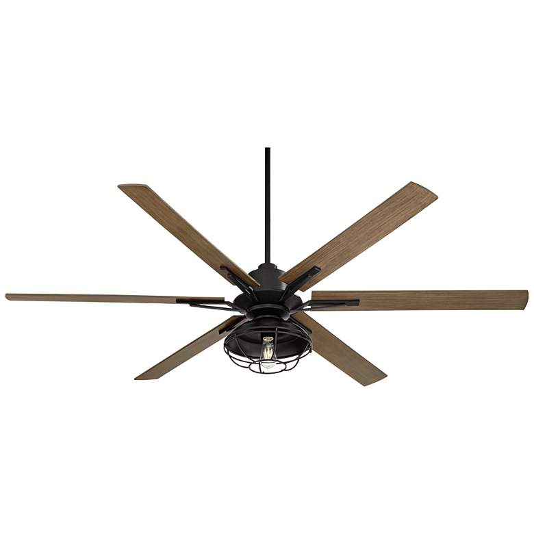 Image 7 72" Casa Vieja Expedition Black Cage LED Large Damp Fan with Remote more views