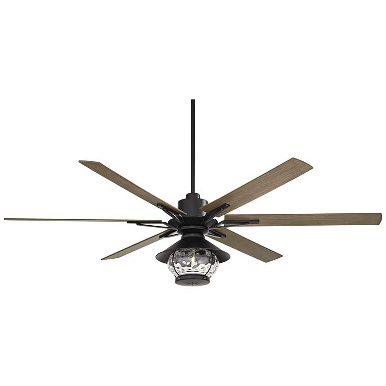 Image 2 72" Casa Vieja Expedition Black Lantern LED Damp Fan with Remote