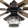 72" Casa Vieja Expedition Black Lantern LED  Damp Fan with Remote
