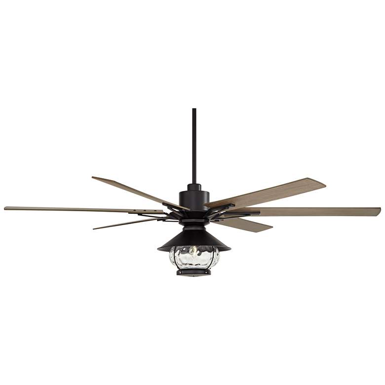 Image 6 72" Casa Vieja Expedition Black Lantern LED Damp Fan with Remote more views