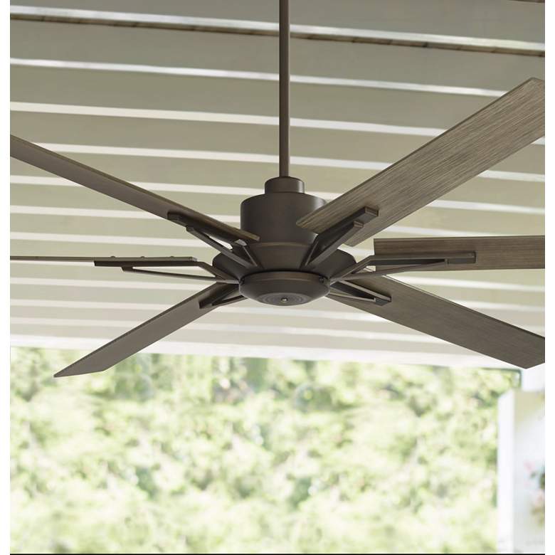 Image 1 72 inch Casa Vieja Expedition Bronze Damp Rated Large Fan with Remote