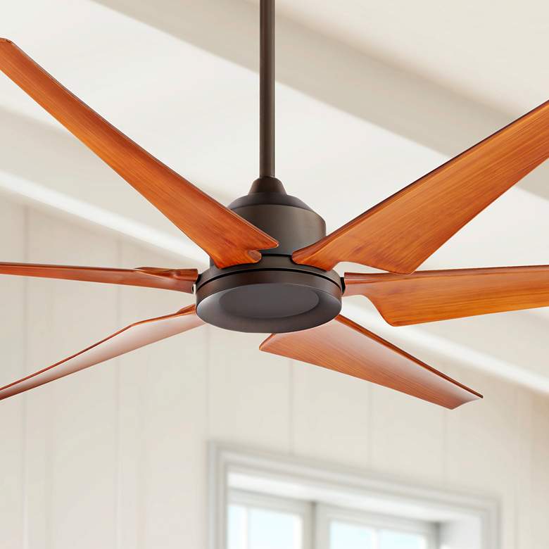 Image 1 72" Casa Vieja Power Hawk Bronze Damp Outdoor Ceiling Fan with Remote