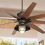 1_72" Casa Vieja Predator Bronze Rustic LED Damp Ceiling Fan with Remote