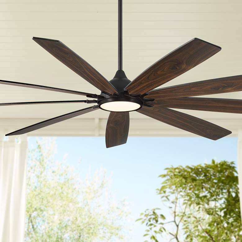 Image 1 72 inch Casa Vieja Tahoe Breeze Black LED Outdoor Ceiling Fan with Remote