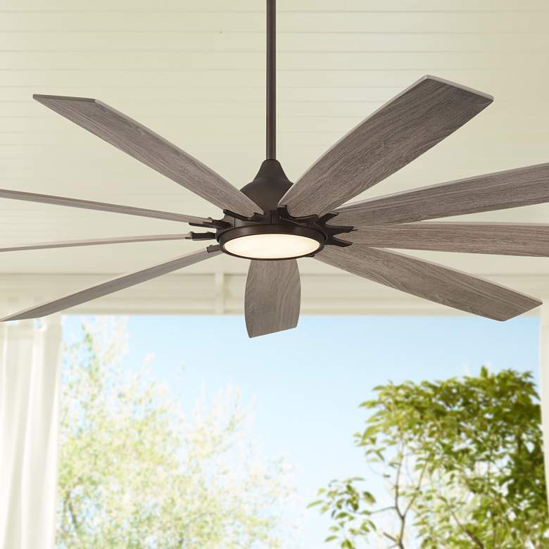 Image 1 72" Casa Vieja Tahoe Breeze Bronze LED Outdoor Ceiling Fan with Remote