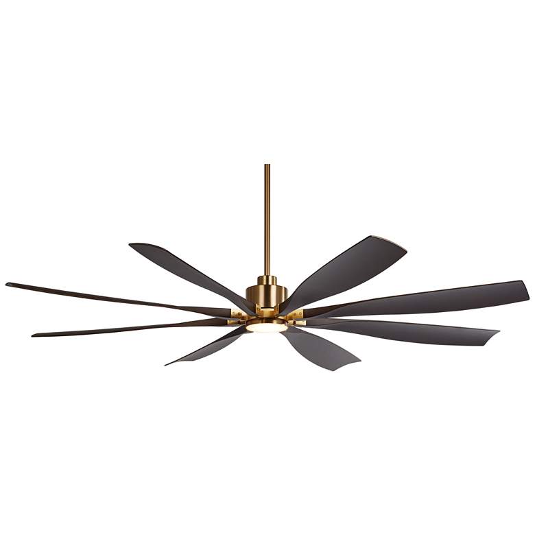 Image 1 72" Casa Vieja Vortex Soft Brass Walnut LED Ceiling Fan with Remote