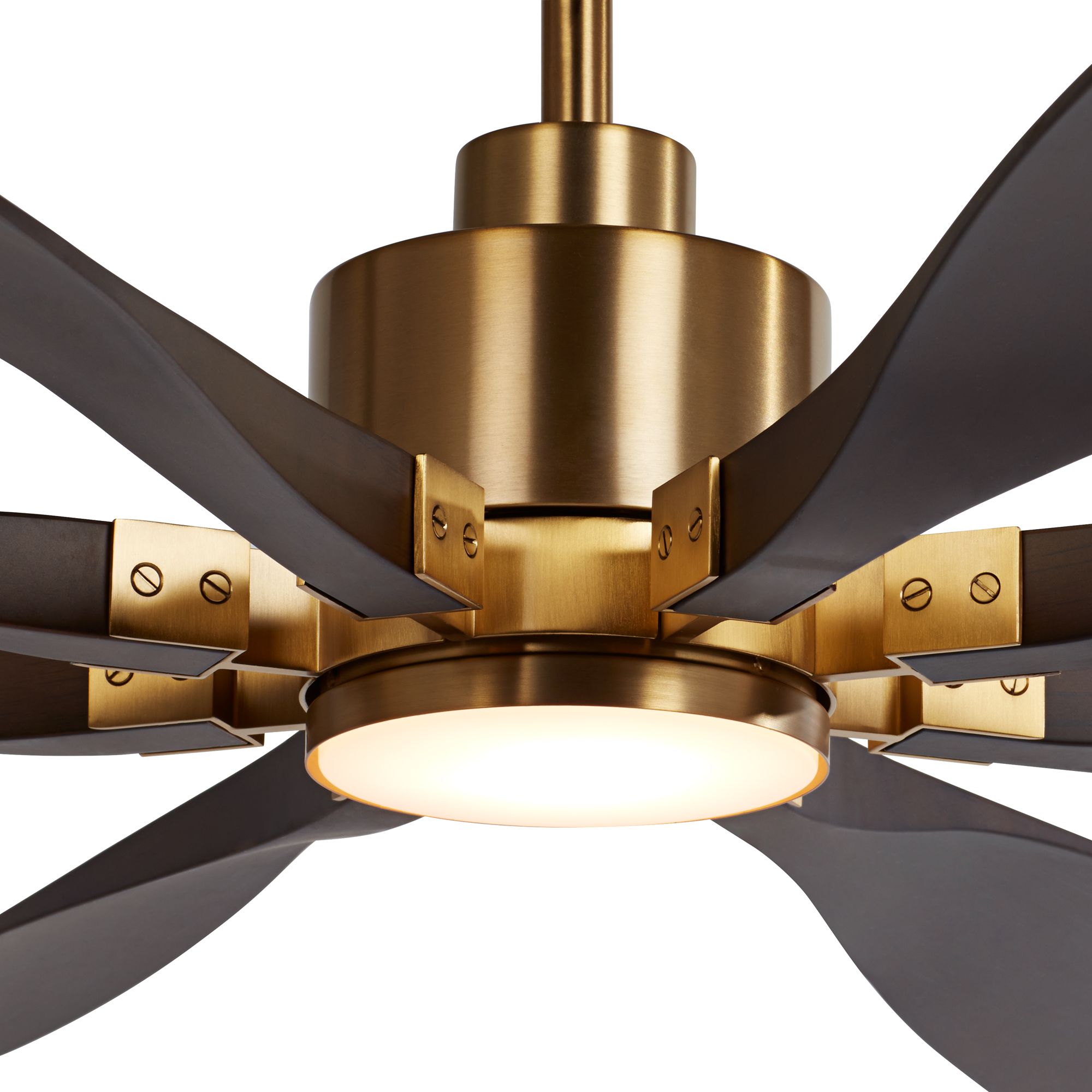 Image 3 72" Casa Vieja Vortex Soft Brass Walnut LED Ceiling Fan with Remote more views