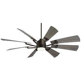 Image2 of 72" Casa Vieja Windmill Bronze Damp LED Large Ceiling Fan with Remote