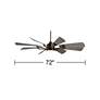 72" Casa Vieja Windmill Bronze Damp LED Large Ceiling Fan with Remote