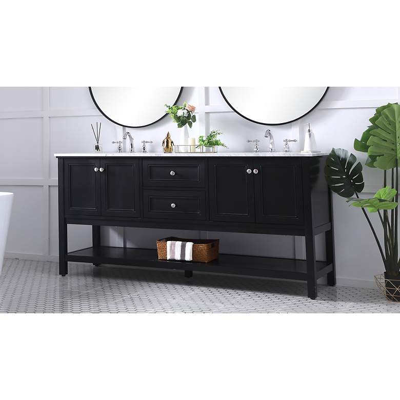 Image 3 72 Inch Double Sink Bathroom Vanity Set In Black more views