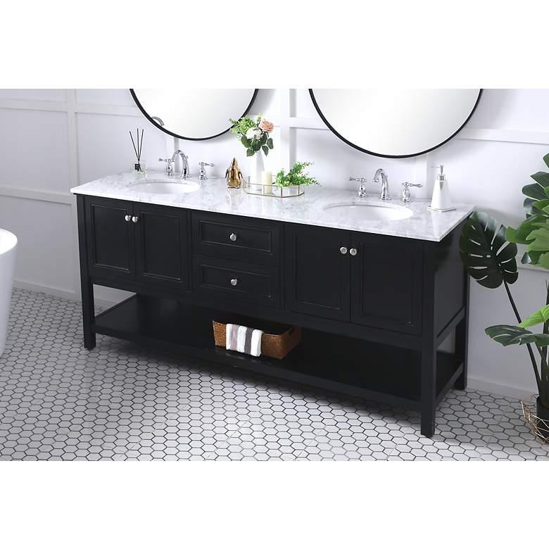 Image 4 72 Inch Double Sink Bathroom Vanity Set In Black more views