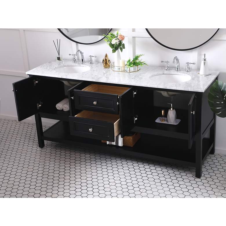 Image 5 72 Inch Double Sink Bathroom Vanity Set In Black more views