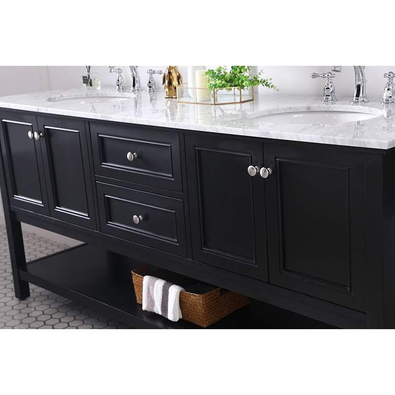 Image 6 72 Inch Double Sink Bathroom Vanity Set In Black more views