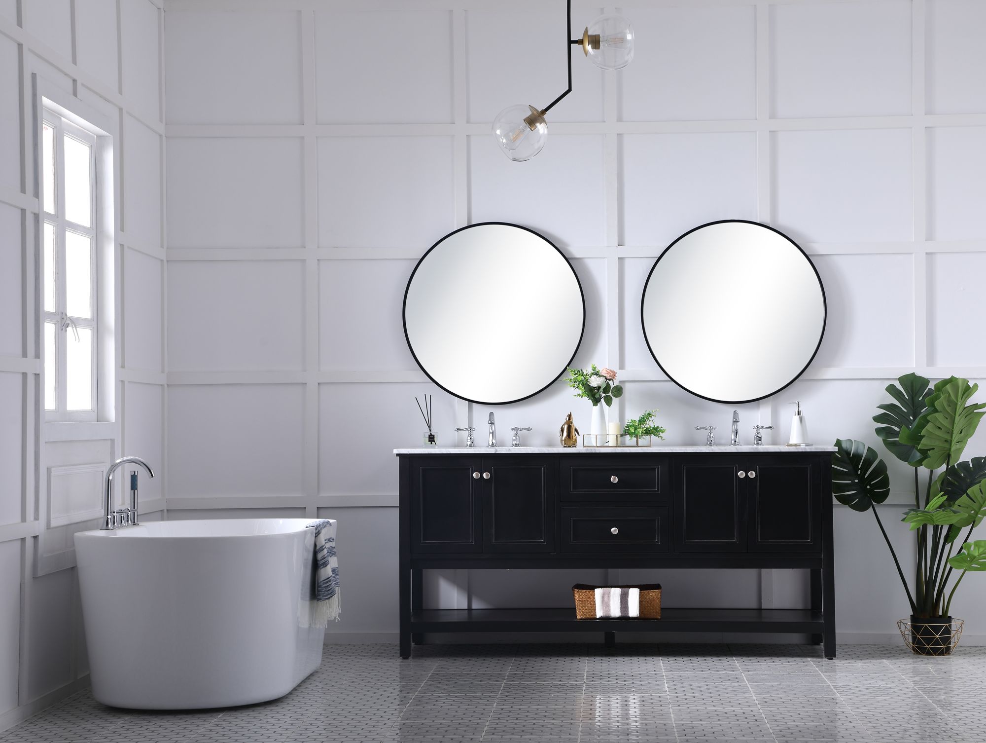 72 Inch Double Sink Bathroom Vanity Set In Black