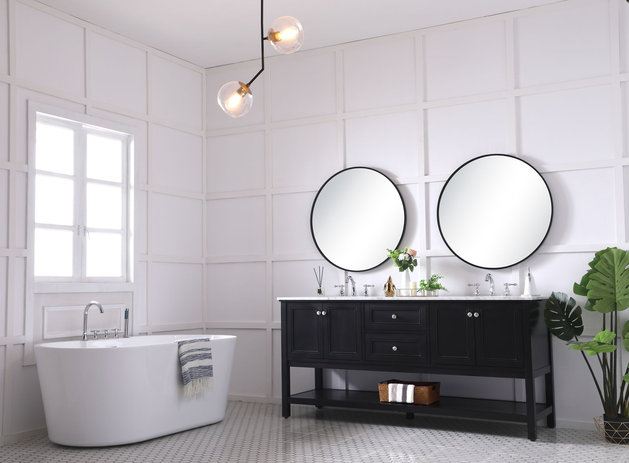 72 Inch Double Sink Bathroom Vanity Set In Black