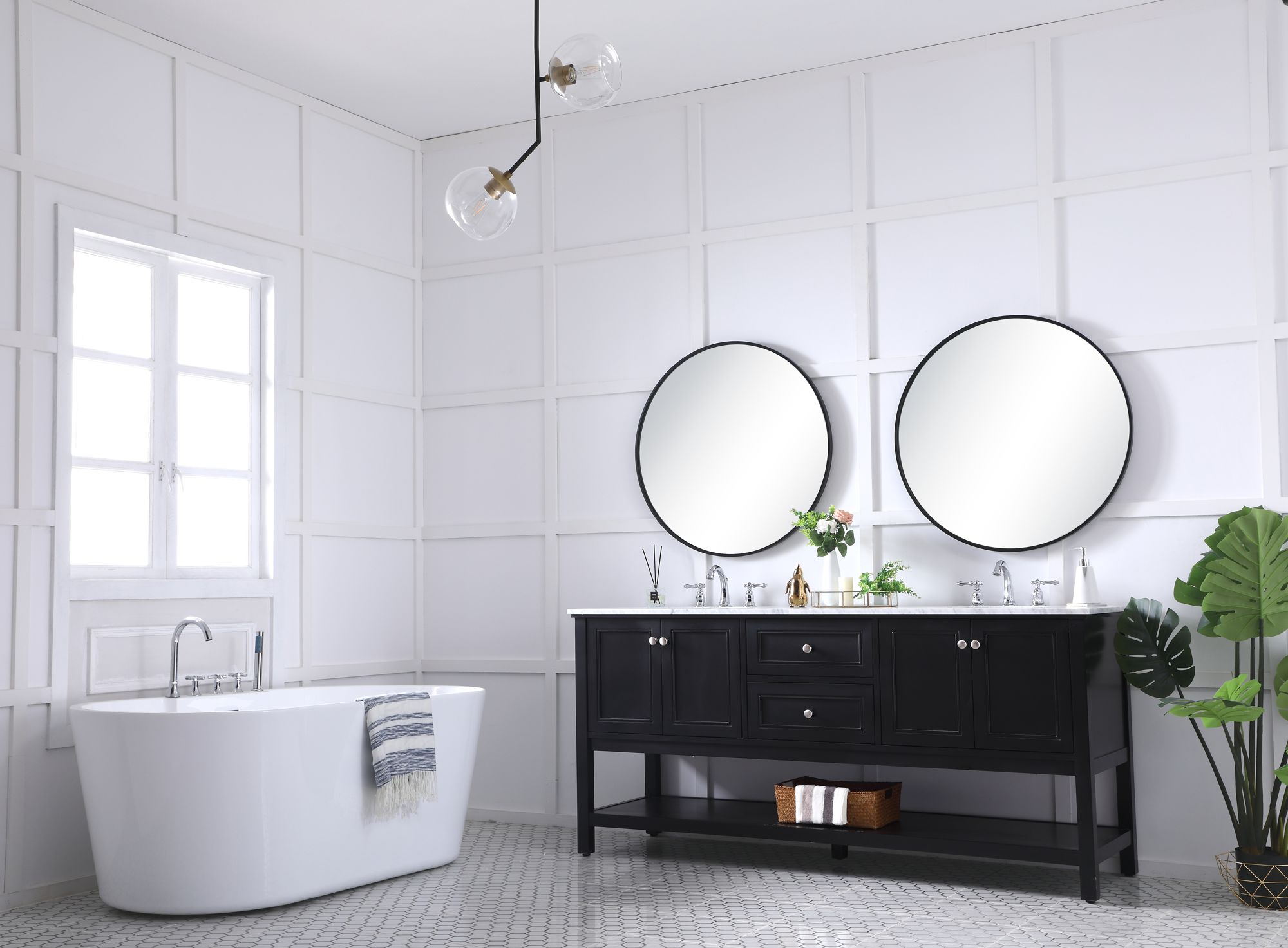 72 Inch Double Sink Bathroom Vanity Set In Black