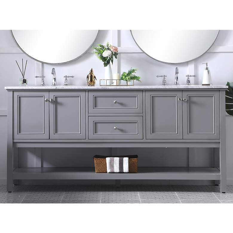Image 1 72 Inch Double Sink Bathroom Vanity Set In Grey