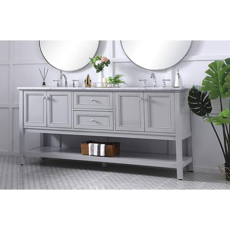 Image 3 72 Inch Double Sink Bathroom Vanity Set In Grey more views