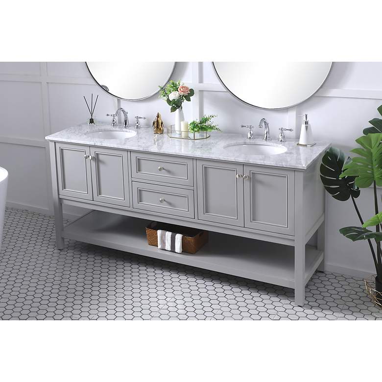 Image 4 72 Inch Double Sink Bathroom Vanity Set In Grey more views