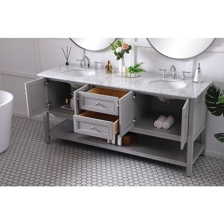 Image 5 72 Inch Double Sink Bathroom Vanity Set In Grey more views