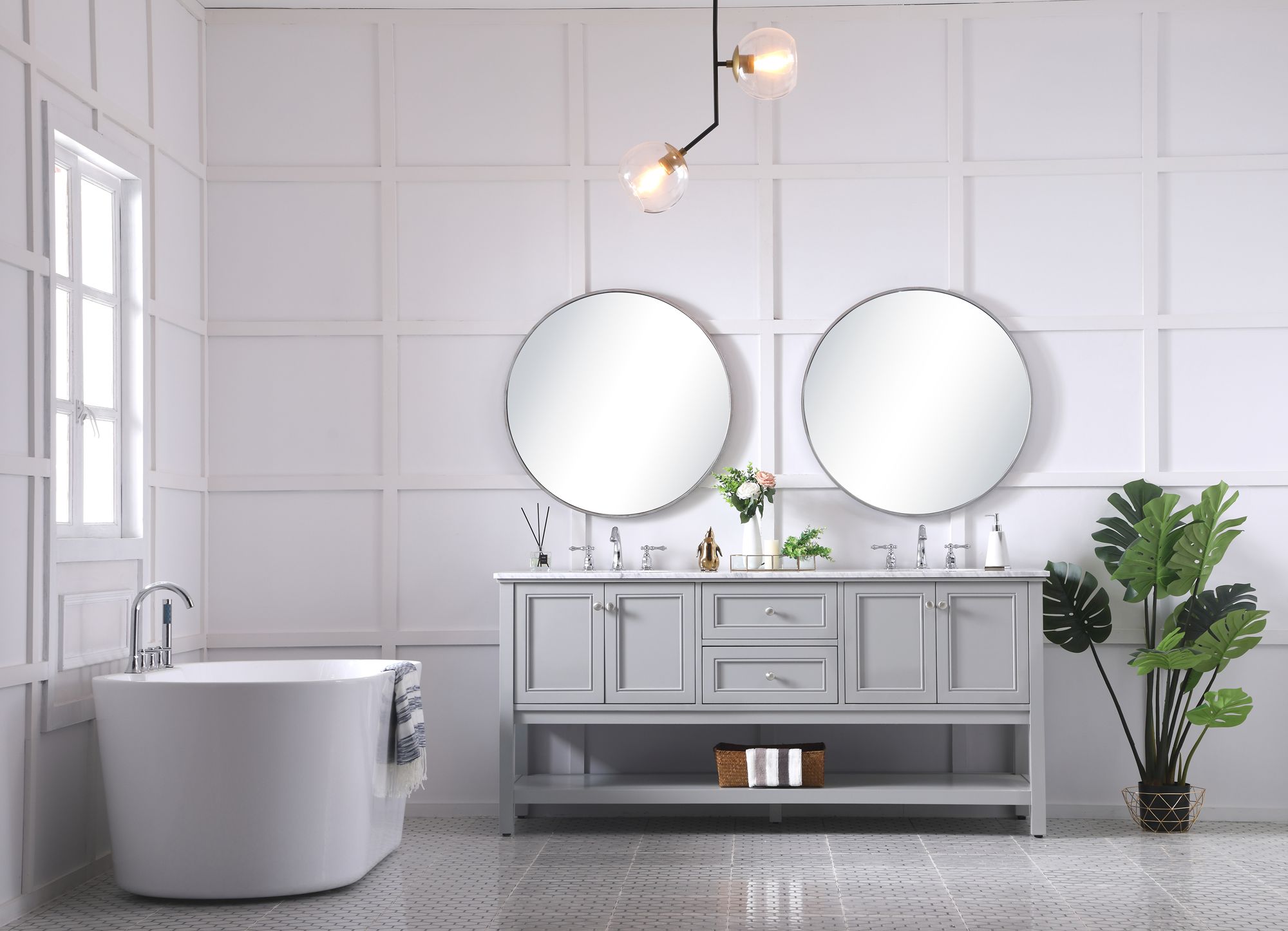 72 Inch Double Sink Bathroom Vanity Set In Grey