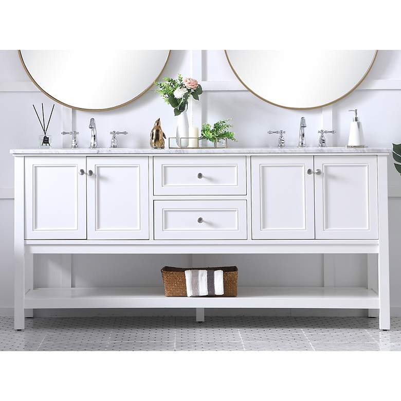 Image 1 72 Inch Double Sink Bathroom Vanity Set In White