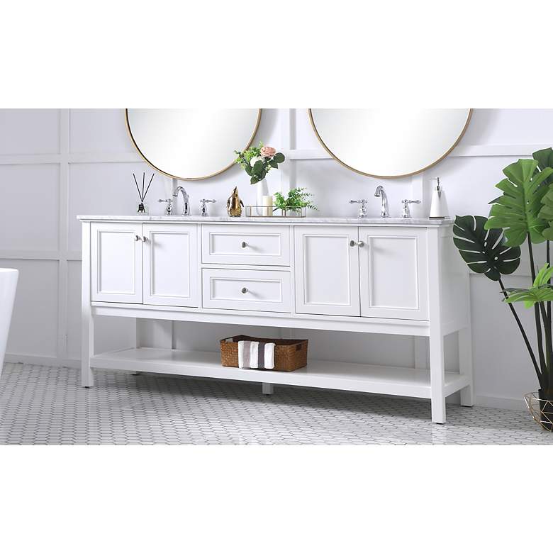 Image 3 72 Inch Double Sink Bathroom Vanity Set In White more views