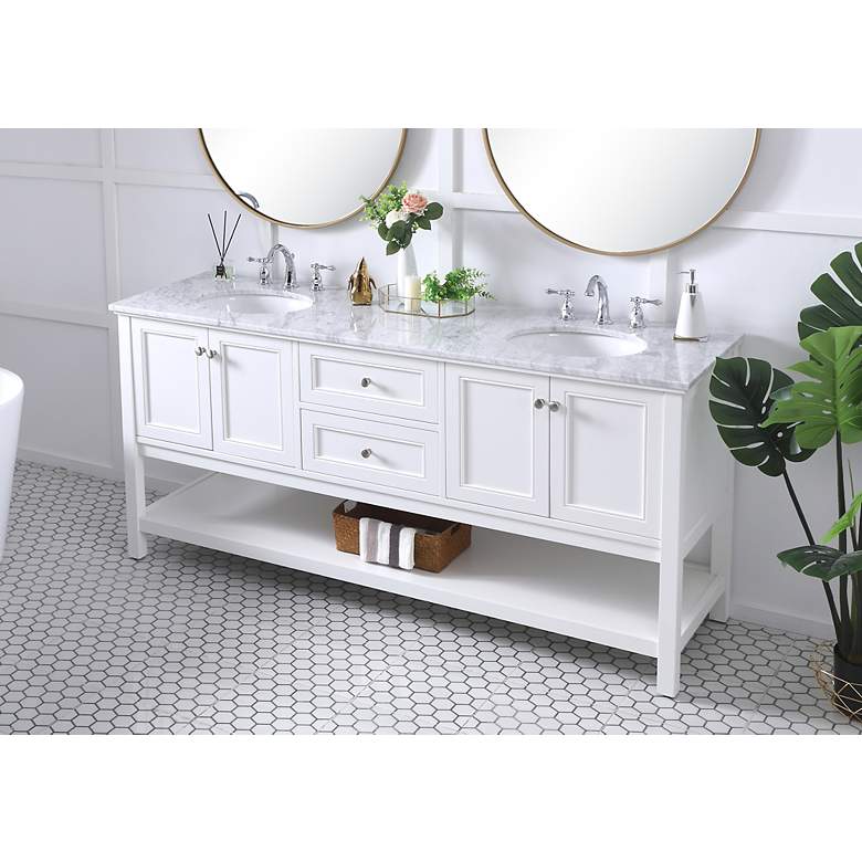 Image 4 72 Inch Double Sink Bathroom Vanity Set In White more views