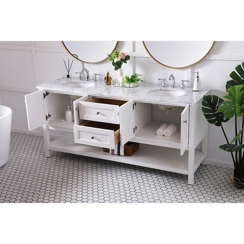 Image 5 72 Inch Double Sink Bathroom Vanity Set In White more views