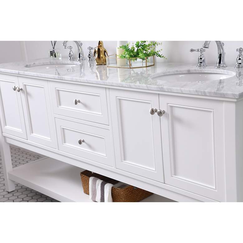 Image 6 72 Inch Double Sink Bathroom Vanity Set In White more views
