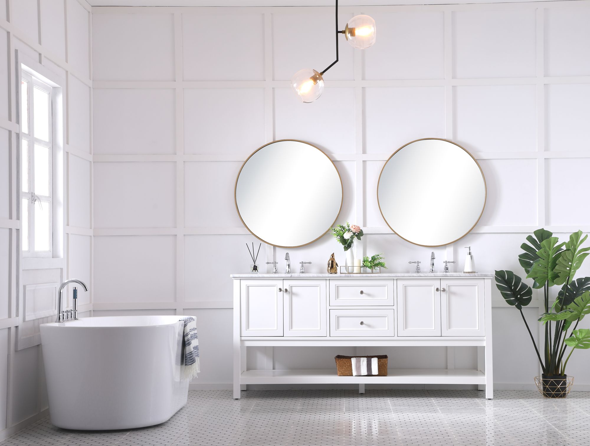 72 Inch Double Sink Bathroom Vanity Set In White