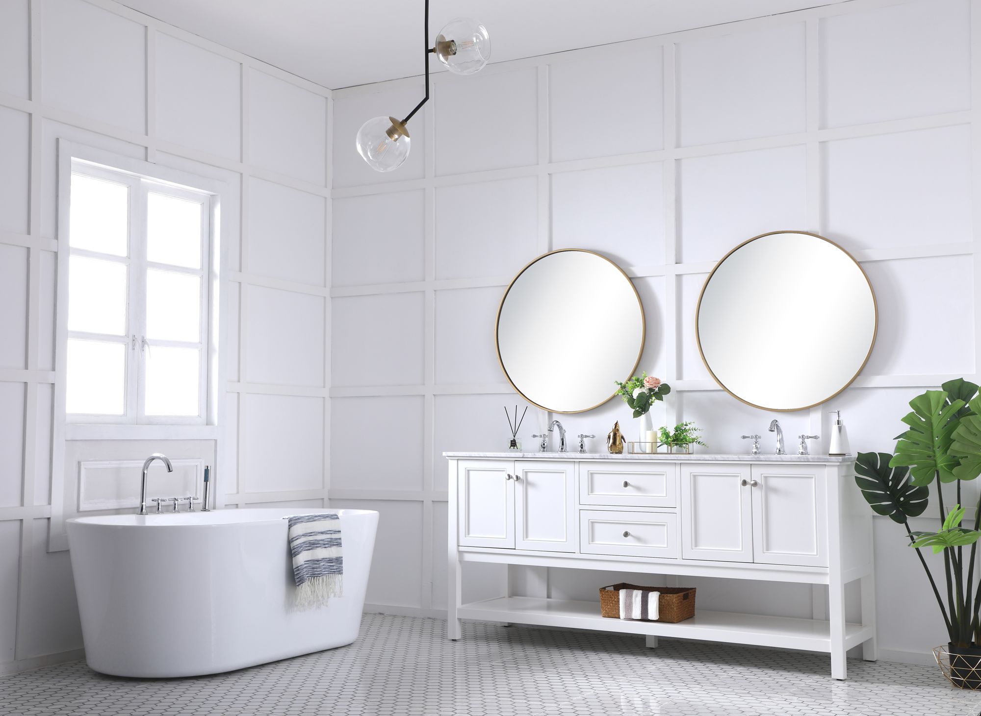 72 Inch Double Sink Bathroom Vanity Set In White