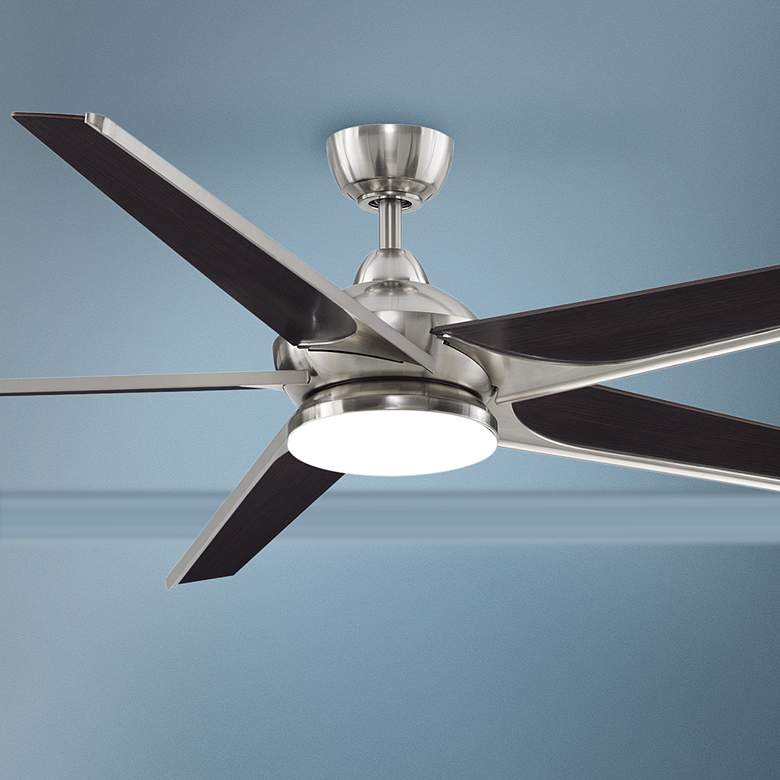 Image 1 72" Fanimation Subtle Brushed Nickel LED Damp Ceiling Fan