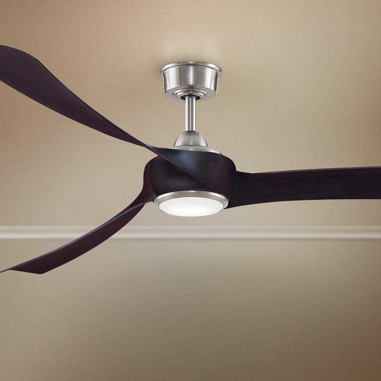 Image 1 72 inch Fanimation Wrap Brushed Nickel LED Damp Smart Ceiling Fan