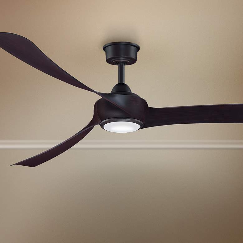 Image 1 72" Fanimation Wrap Dark Bronze LED Damp Smart Ceiling Fan