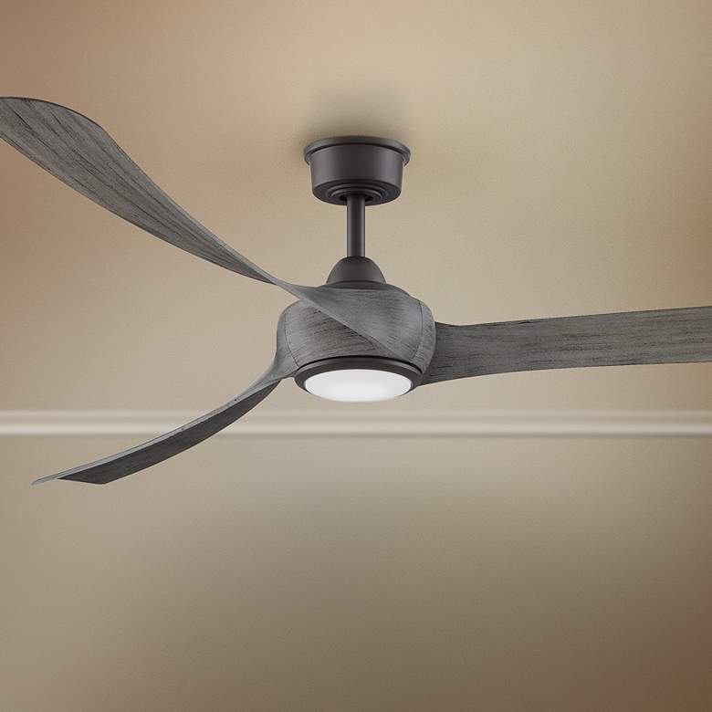 Image 1 72" Fanimation Wrap Matte Greige LED Damp Rated Smart Ceiling Fan