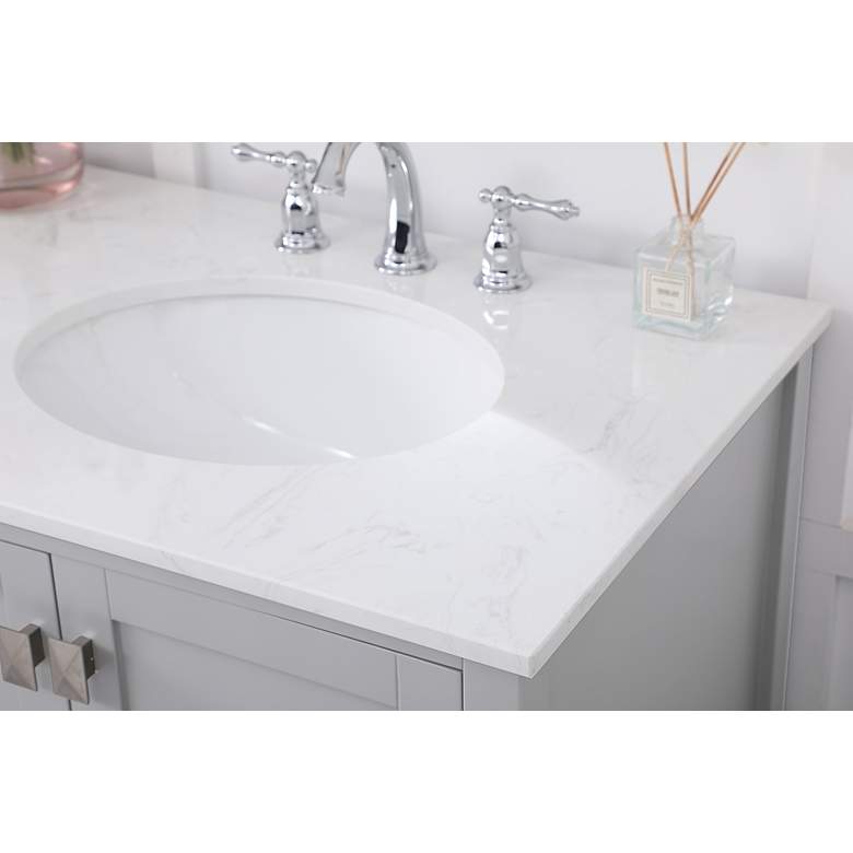 Image 6 72-Inch Gray Double Sink Bathroom Vanity, Calacatta White Quartz Top more views