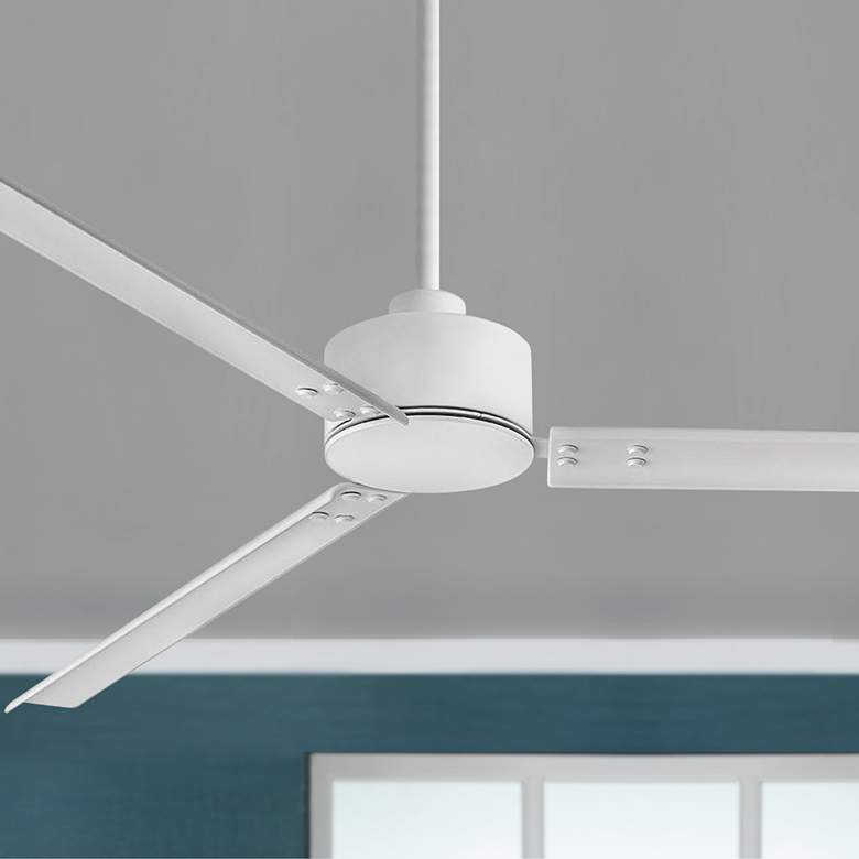 Image 1 72" Hinkley Indy Matte White Wet Rated Ceiling Fan with Wall Control