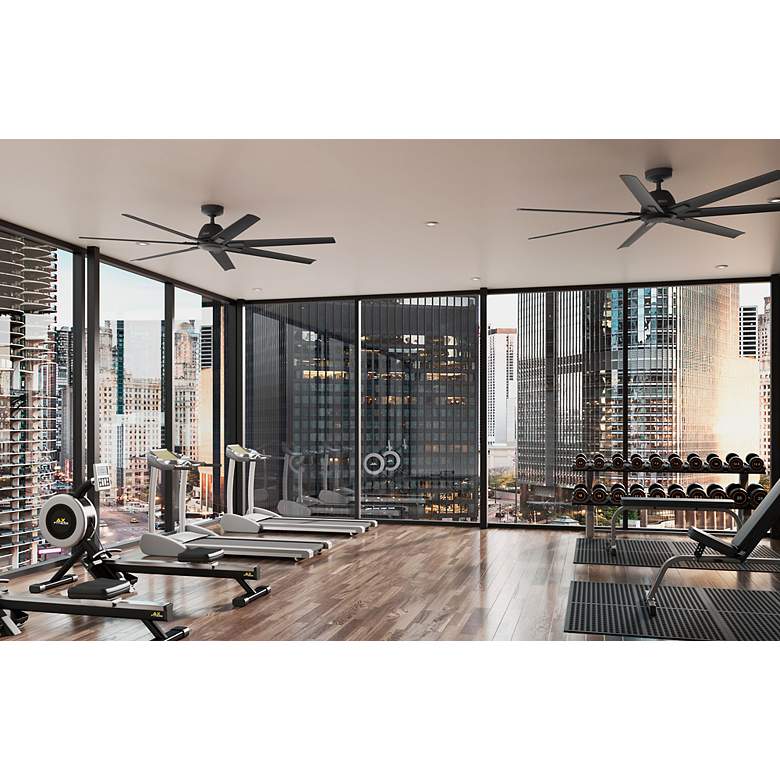 Image 6 72" Hunter Downtown Matte Black Outdoor Ceiling Fan with Wall Control more views