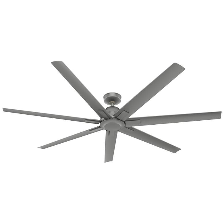 Image 1 72 inch Hunter Downtown Matte Silver Outdoor Ceiling Fan with Wall Control