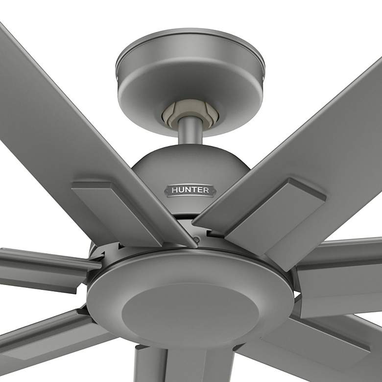 Image 4 72" Hunter Downtown Matte Silver Outdoor Ceiling Fan with Wall Control more views