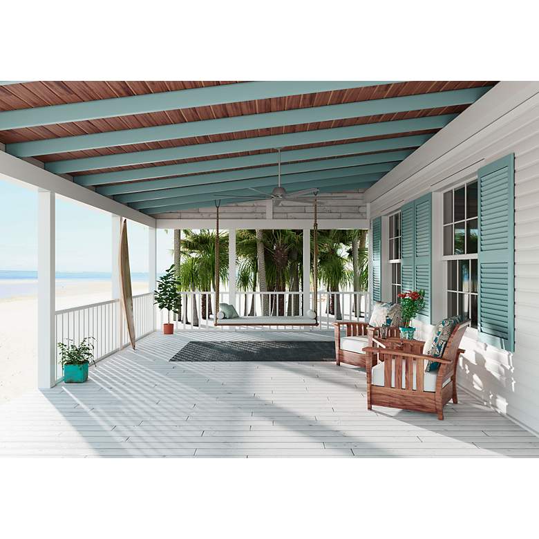 Image 5 72" Hunter Downtown Matte Silver Outdoor Ceiling Fan with Wall Control more views