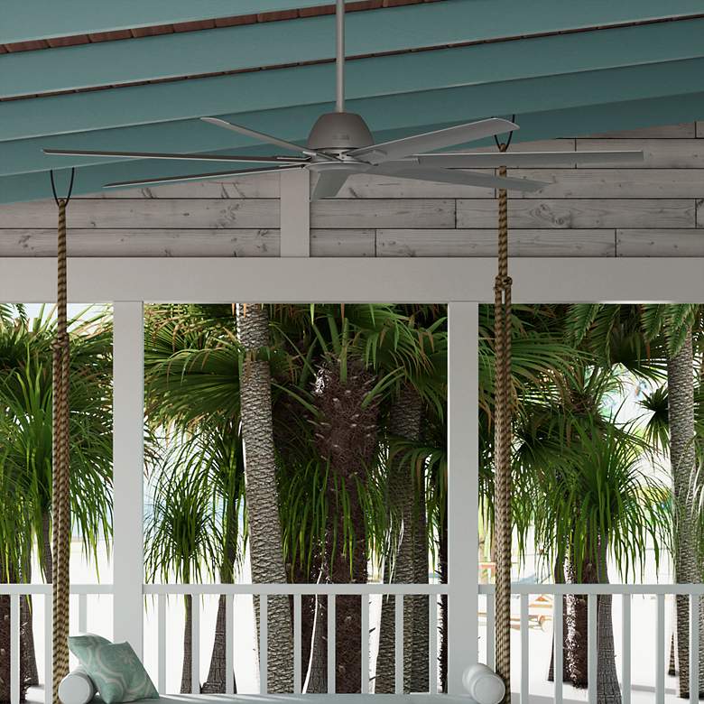 Image 6 72" Hunter Downtown Matte Silver Outdoor Ceiling Fan with Wall Control more views